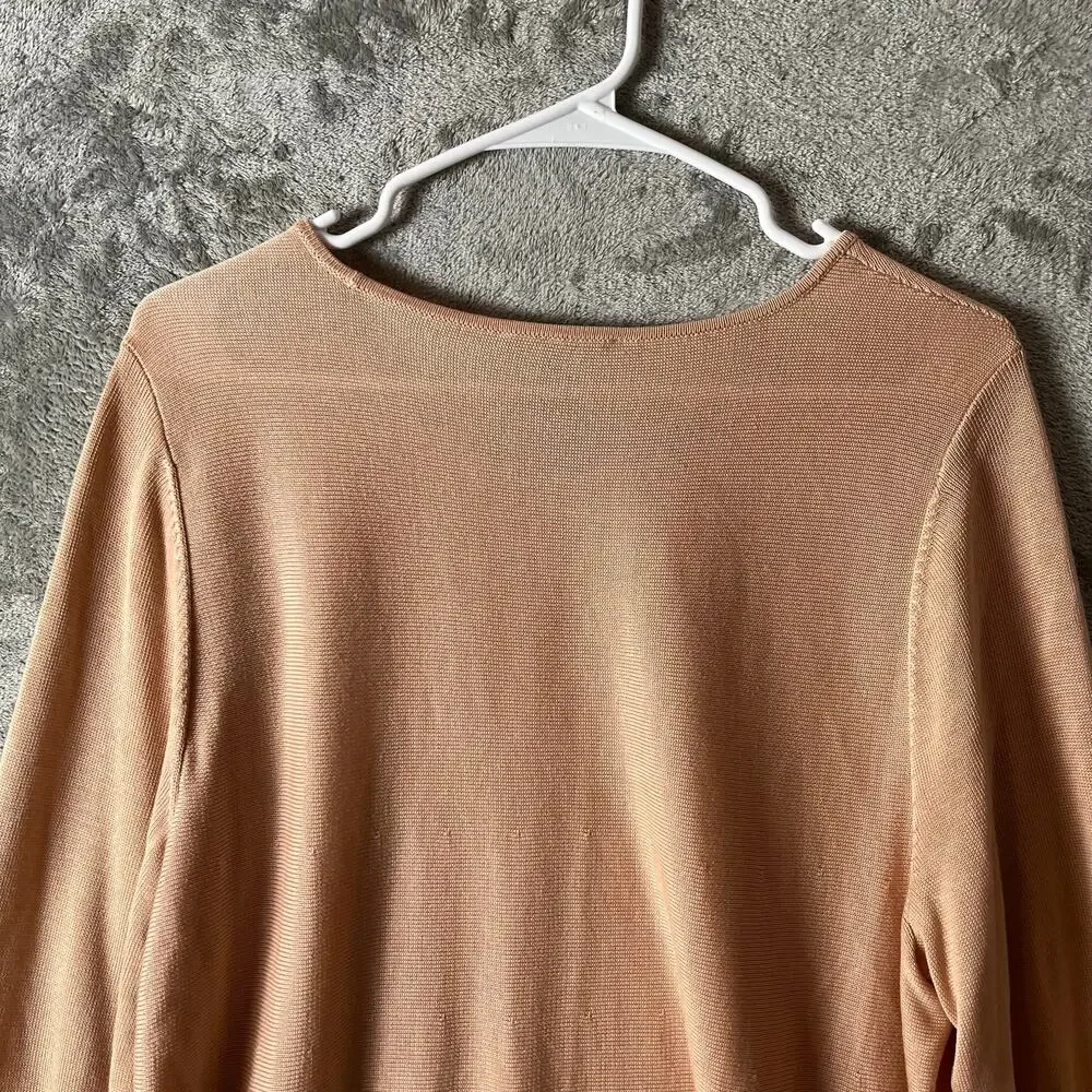 Eileen Fisher Tencel‎ Silk Blend Round Neck Long Sleeve Sweater Size XL Brown